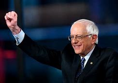Bernie Sanders Smiling and Giving a Fist Pump