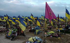 Burial site in Mariupol, Ukraine;