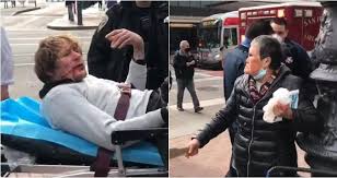 76-year-old Xiao Zhen Xi beat down a 30 something year old thug from the burbs with a stick after he ran up and punched her in the eye for no reason whatsover;