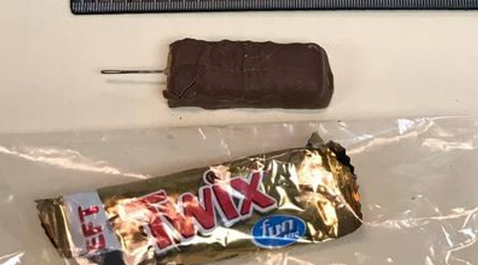 Needle in a Twix candy bar;
