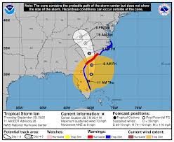 Hurricane Ian's path up through the Carolinas to the Virginias;