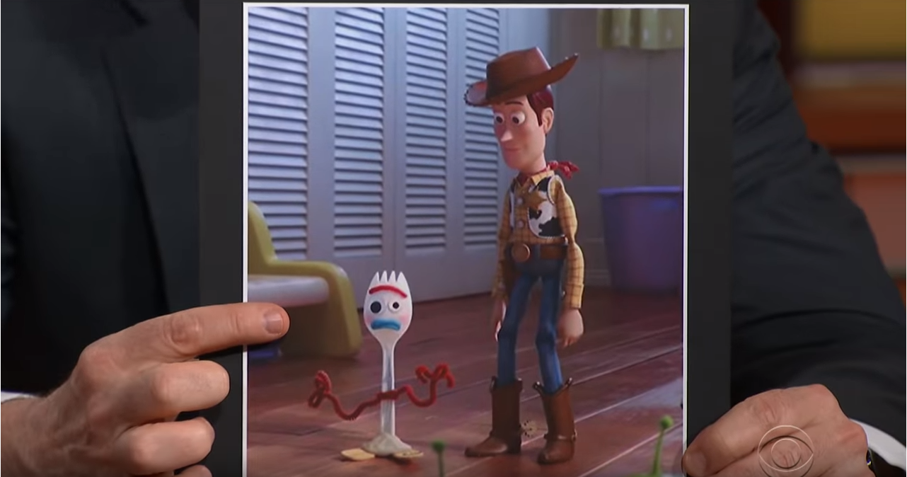 The Late Show with Stephen Colbert Toy Story 4 Forky played by Tony Hale