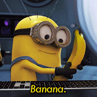 Minion holding a banana;