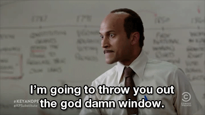 Keegan-Michael Key threatening to throw a student out the window;