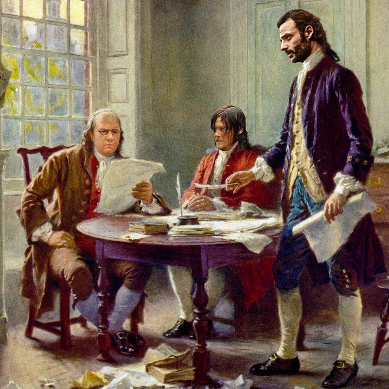Recreation of the signing of the Declaration of Independence;