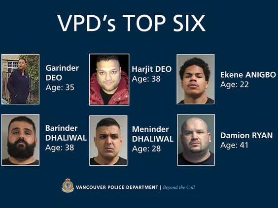 VPD TOP SIX Lower Mainland Gangsters;